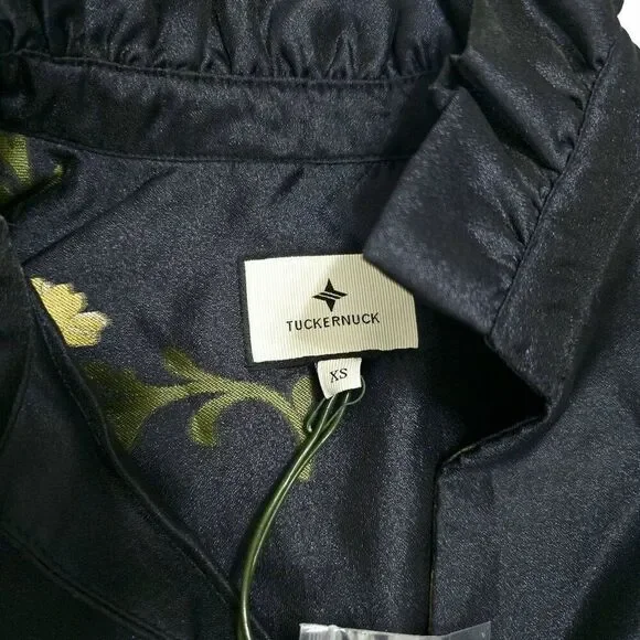 NWT - Tuckernuck - XS - Navy Jasmine Vine Jacquard Formal Palmerston Dress $228 - Picture 11 of 13